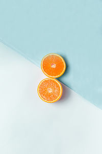 High angle view of orange against white background