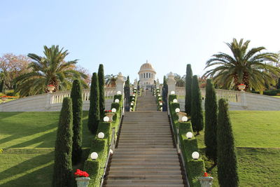 Panoramic view of palm trees against sky