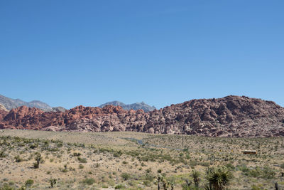 Scenic view of landscape against clear blue sky