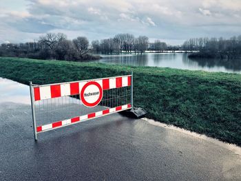 Flood at the river rhine near cologne