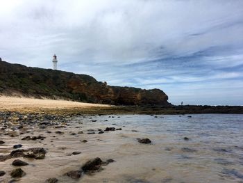 Scenic view of beach against sky