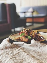 Close-up of food on table