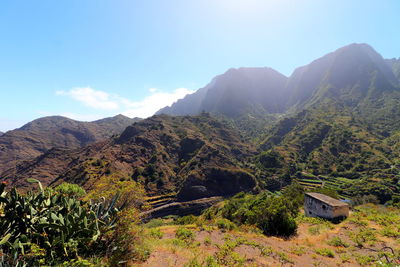 Scenic view of mountains against sky