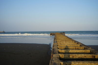 Scenic view of sea against clear sky