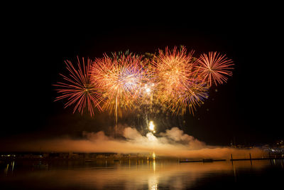 Firework display at night