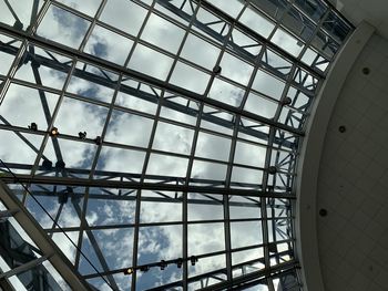 Low angle view of skylight in building