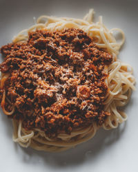 Close-up of food spagetti bolognese 