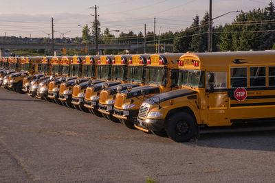 Row of cars in parking lot