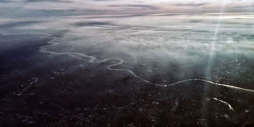 Aerial view of sea during winter