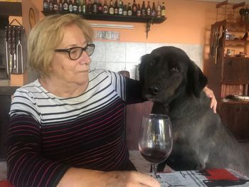 Mid adult man and woman in restaurant