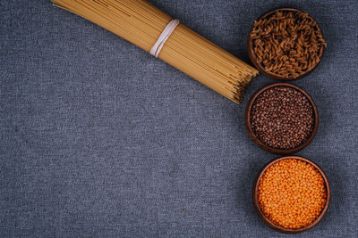 High angle view of food on table
