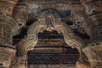 Ancient carvings on modhera sun temple in india