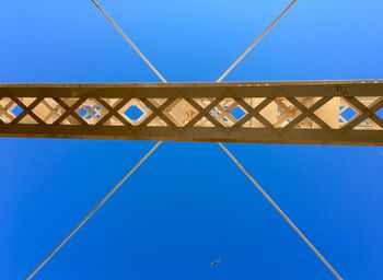 Directly below shot of queensboro bridge against clear sky