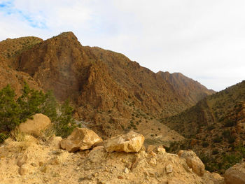 Scenic view of rocky mountains against sky