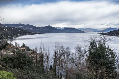 Scenic view of lake against sky