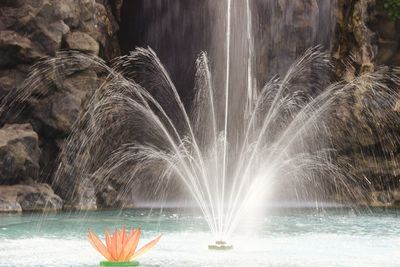 View of fountain on lake