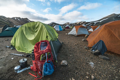 Backpack at tent city