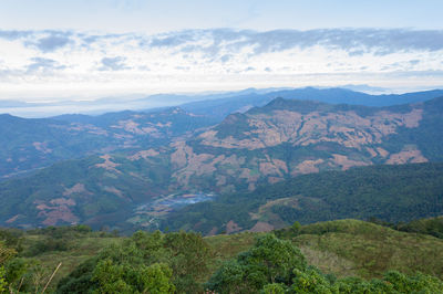 Scenic view of mountains against sky