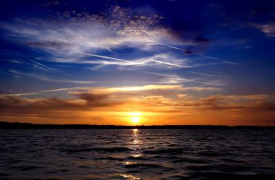 Scenic view of sea at sunset