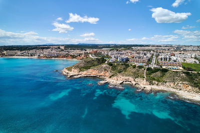 High angle view of sea against sky