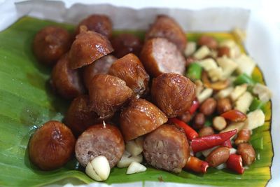 Close-up of food served in plate