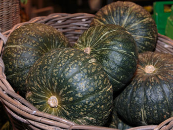 High angle view of pumpkins for sale in market