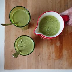 High angle view of tea served on table