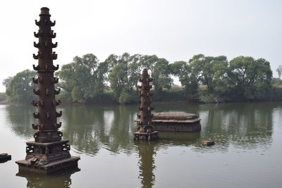 Scenic view of lake against sky