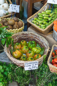 Vegetables for sale in market