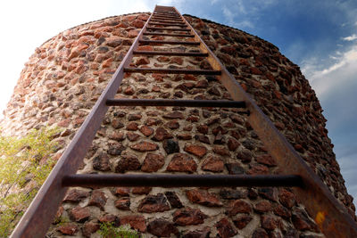 Low angle view of old building against sky