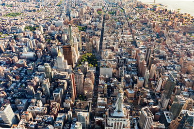 High angle view of city buildings