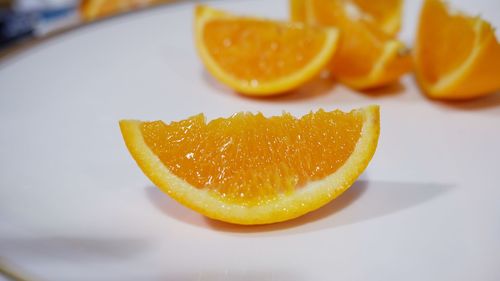High angle view of orange on table
