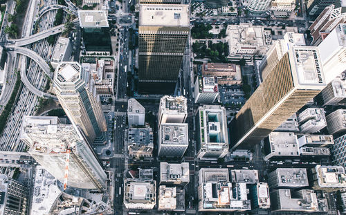 High angle view of buildings in city