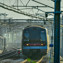 Train on railroad station