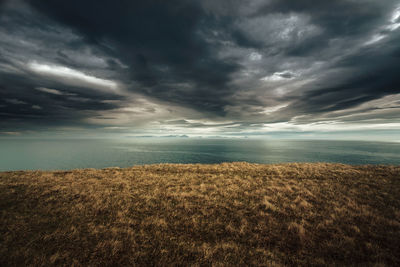 Beautiful landscape in iceland with a dramatic light