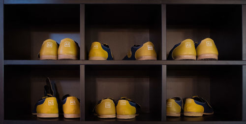 Shoes in shelves in store