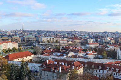 High angle view of townscape against sky