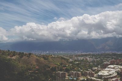 High angle view of townscape against sky