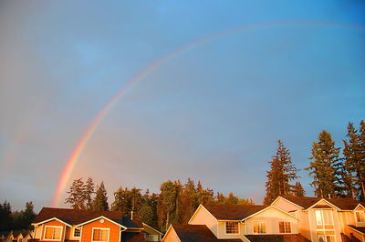 Low angle view of houses against sky