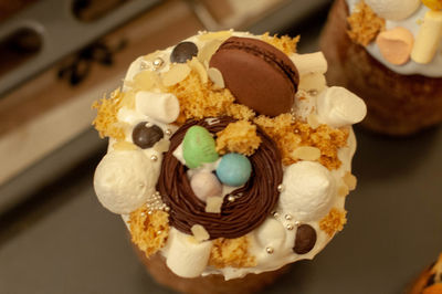 High angle view of cupcakes