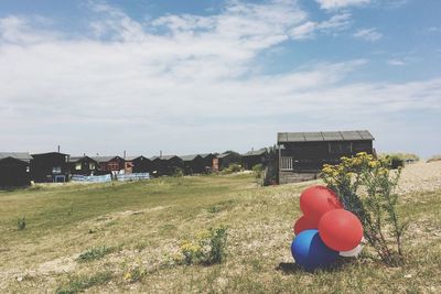 View of house on field against sky