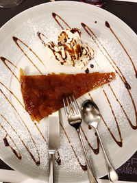 High angle view of ice cream on table
