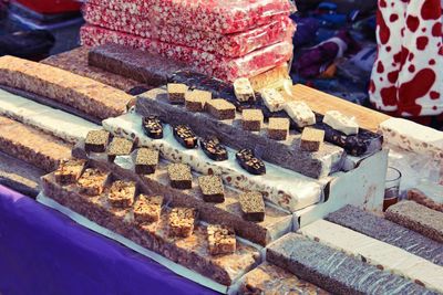 High angle view of table