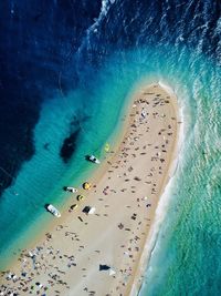 High angle view of zlatni rat beach, the golden horn, brac island, croatia