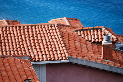 High angle view of building roof