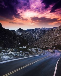 Scenic view of mountains against sky during sunset