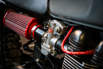 Close-up of red vintage car