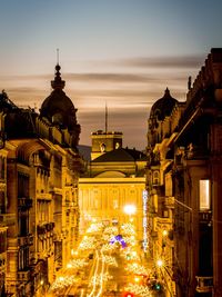 View of city at night