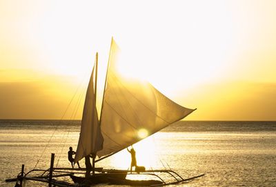 Scenic view of sea at sunset