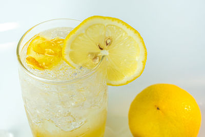 Close-up of drink on glass